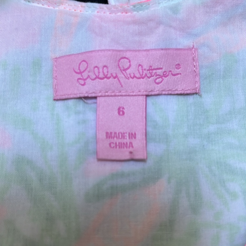 Lilly Pulitzer Pink and Green Palm-Print Sleeveless Shift Dress - Picture 5 of 8